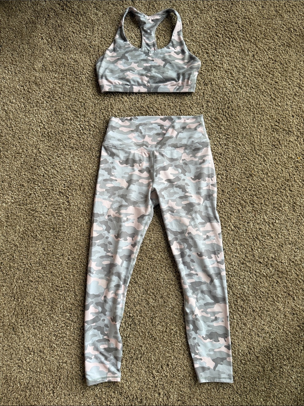 Fabletics Pink & Gray Camo High-Waist Legging Set